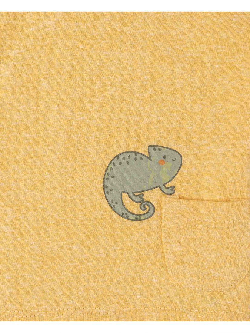 Σετ βρεφικό βαμβακερό με σορτς print jungle μουσταρδί