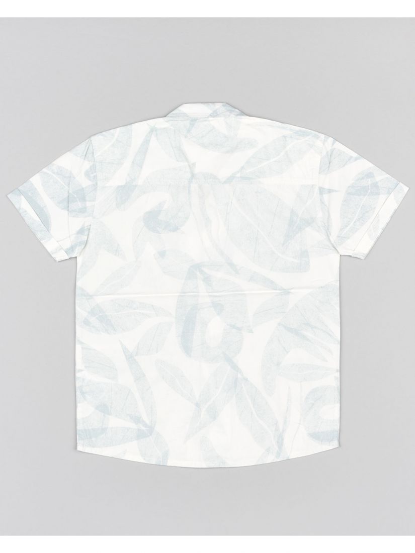 Πουκάμισο κοντομάνικο με tropical print και τσέπη βεραμάν