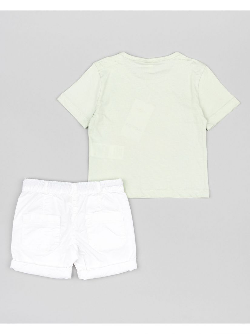 Σετ βαμβακερό μπλούζα με βερμούδα καπαρντίνα ελαστική και print skate everywhere μέντα