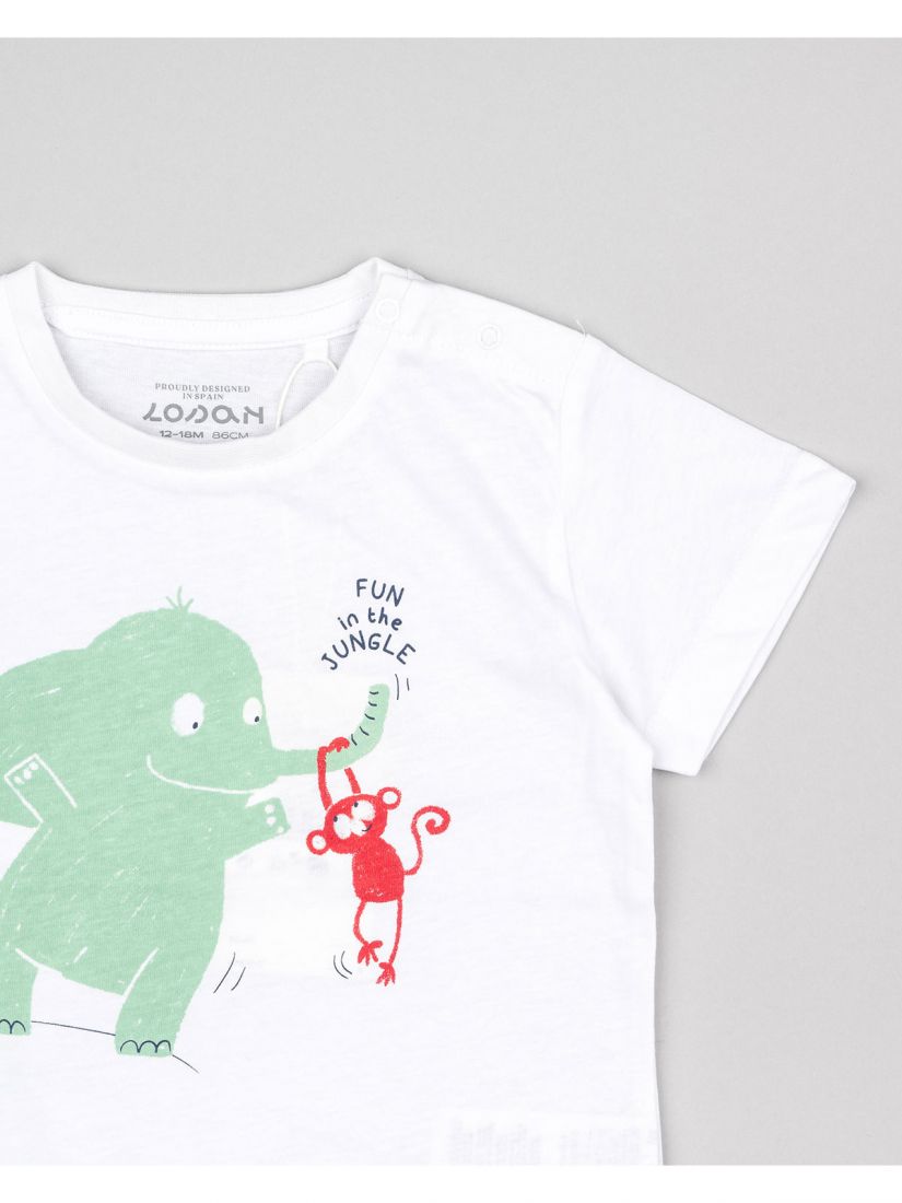 Σετ βαμβακερό μπλούζα και βερμούδα με print fun in the jungle μέντα