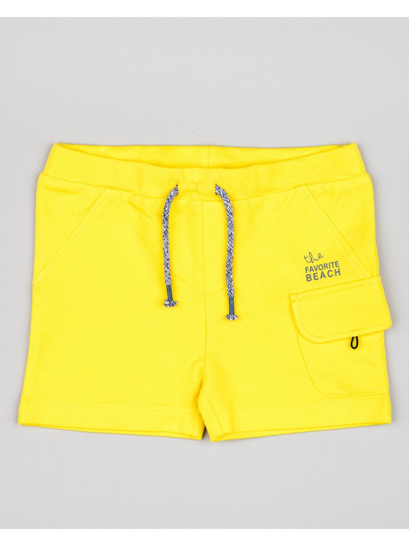 Σετ βαμβακερό μπλούζα και βερμούδα με τσέπες και print the favorite beach κίτρινο