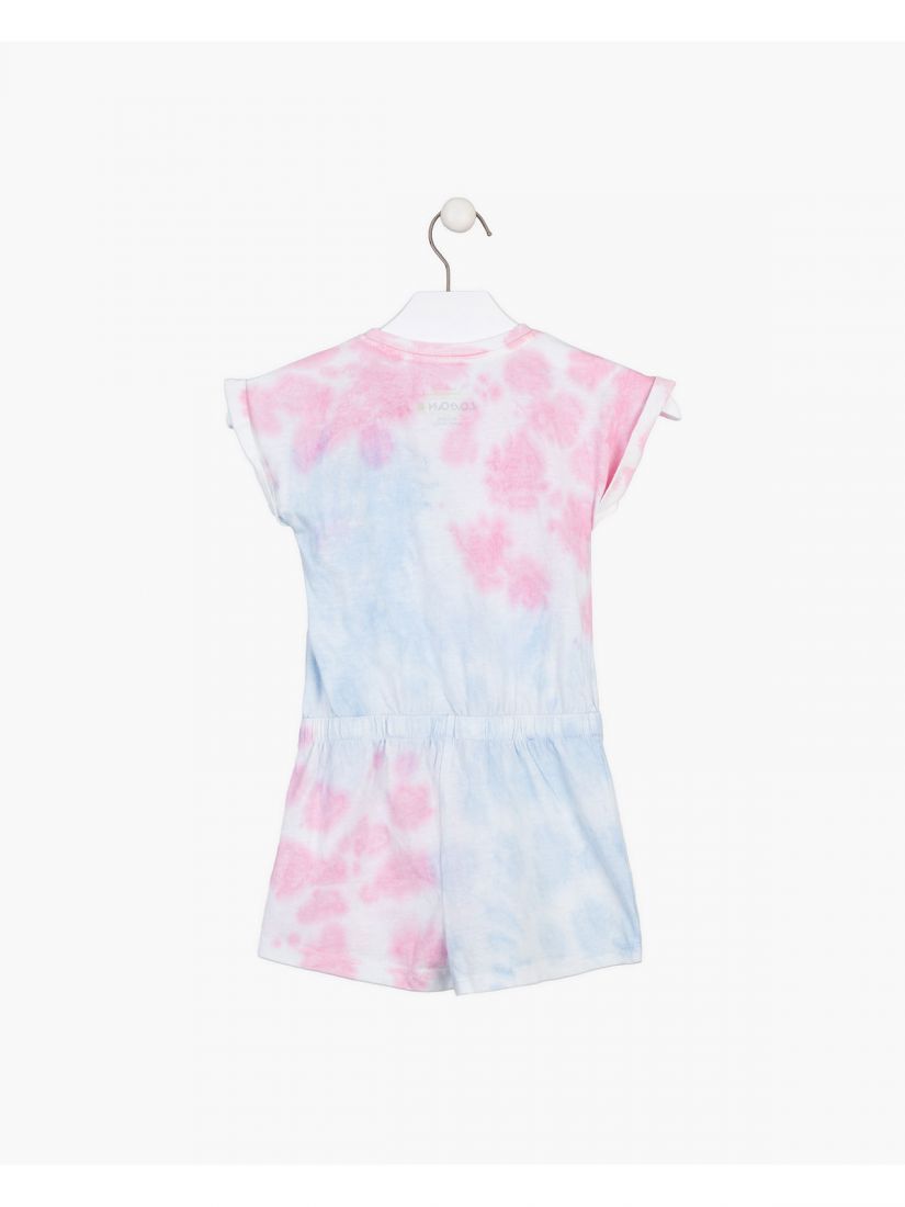 Φόρμα ολόσωμη σορτς με κουμπάκια και ζώνη γαλάζιο