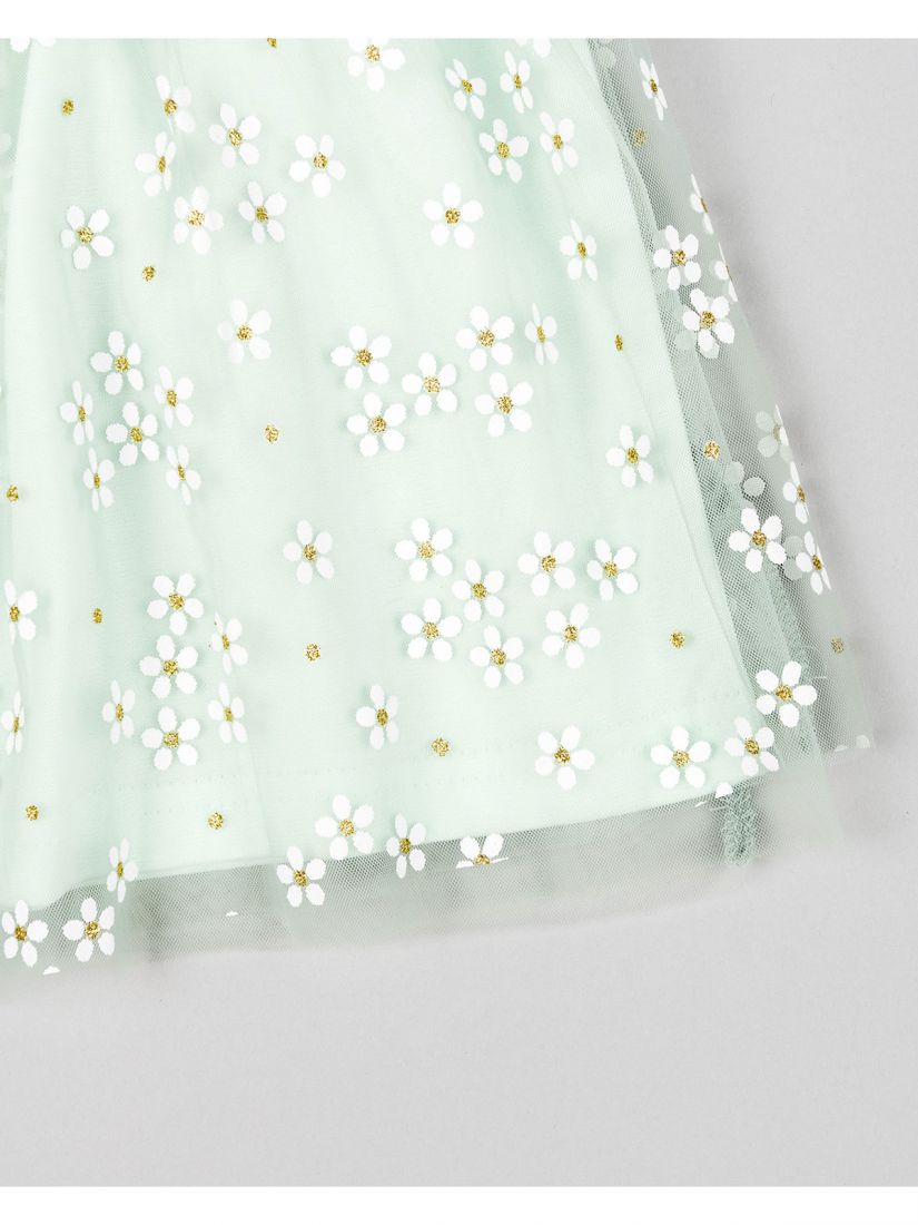 Φούστα με τούλι και μαργαρίτες με glitter και λάστιχο στη μέση βεραμάν