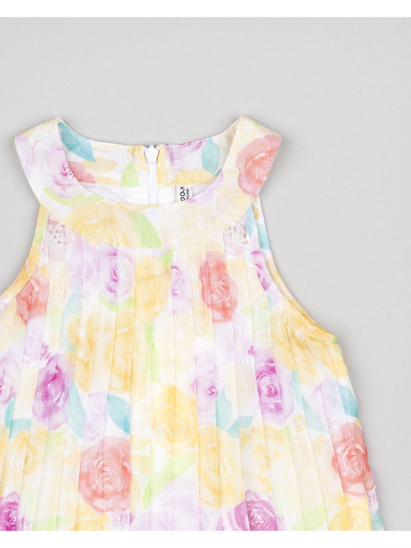 Φόρεμα φλοράλ ζορζέτα με πιέτες και βρακάκι φιγούρας κίτρινο