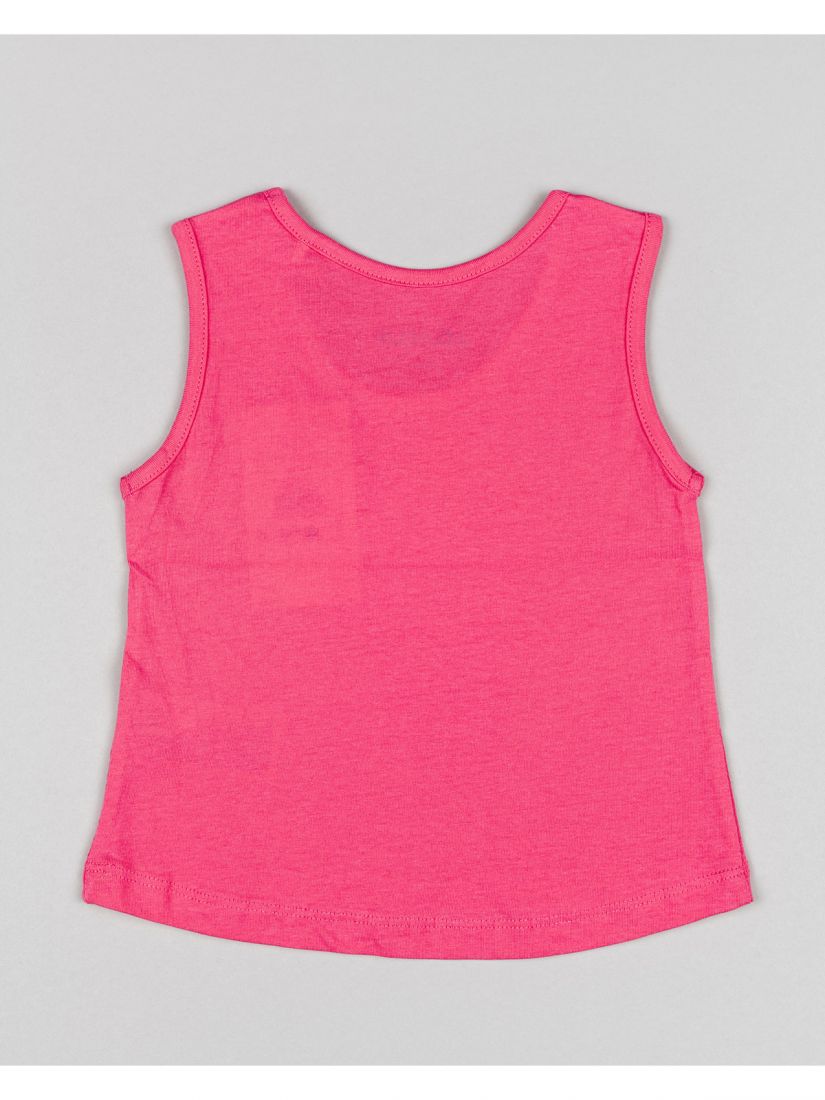 Μπλούζα βαμβακερή αμάνικη με print strawberry milk shake φούξια