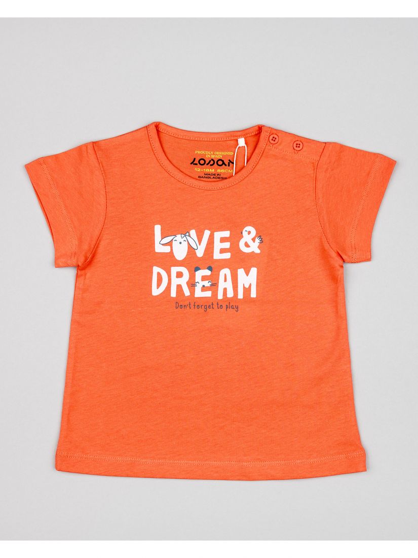 Μπλούζα βαμβακερή κοντομάνικη με διάφορα print πορτοκαλί