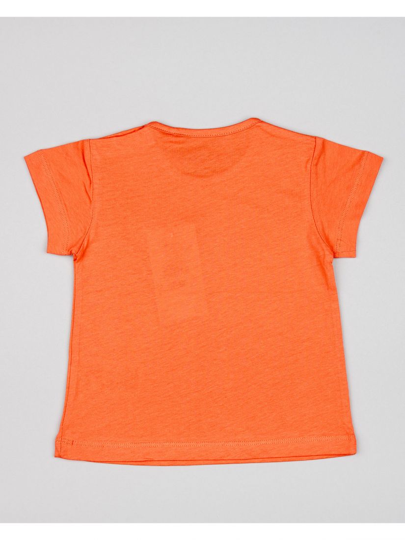 Μπλούζα βαμβακερή κοντομάνικη με διάφορα print πορτοκαλί