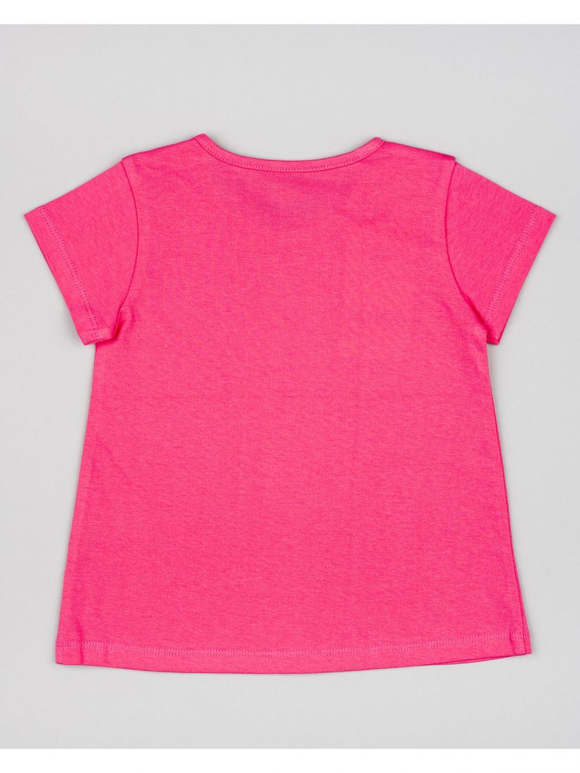 Μπλούζα βαμβακερή κοντομάνικη μονόχρωμη με διάφορα print φούξια