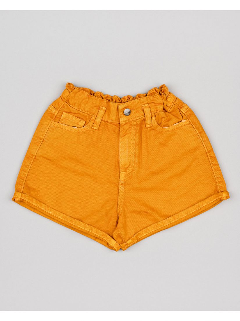 Σορτς ψηλόμεσο τζιν μονόχρωμο με ρεβέρ εκάι