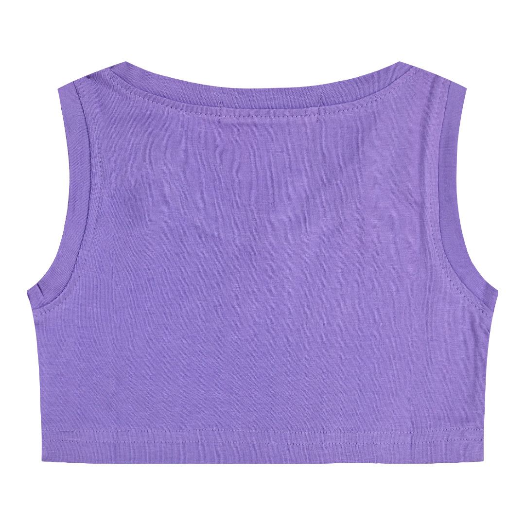 Κροπ τοπ βαμβακερό μονόχρωμο με print smile μωβ