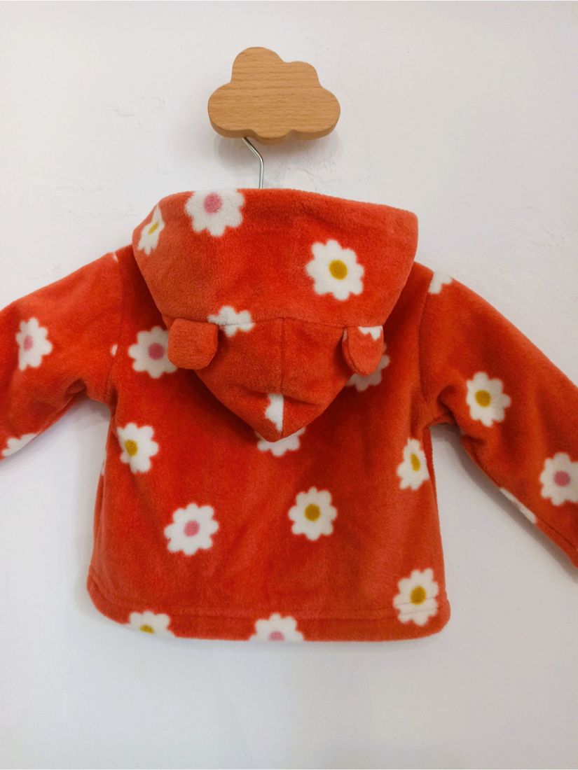 Ζακέτα φλις με κουκούλα και floral print εκάι