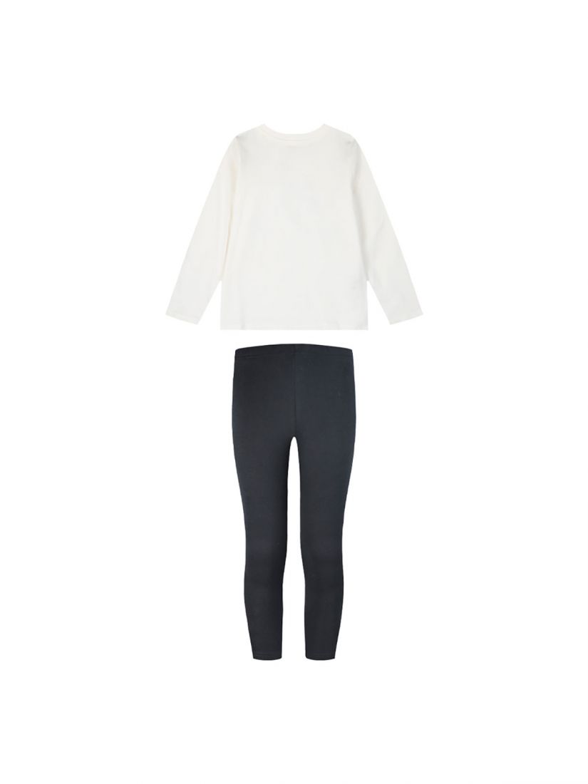 Σετ βαμβακερό μπλούζα με κολάν και print glitter hearts λευκό