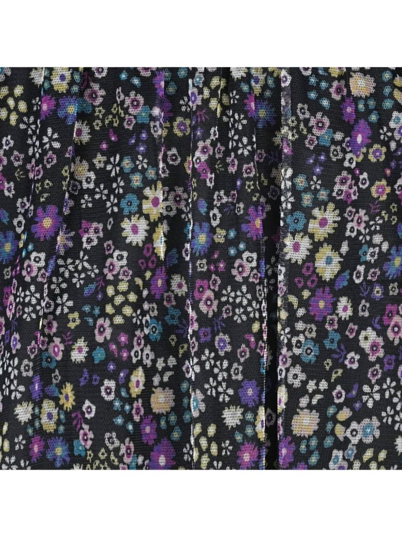 Φούστα με floral τούλι και μπάσκα με glitter στη μέση μωβ
