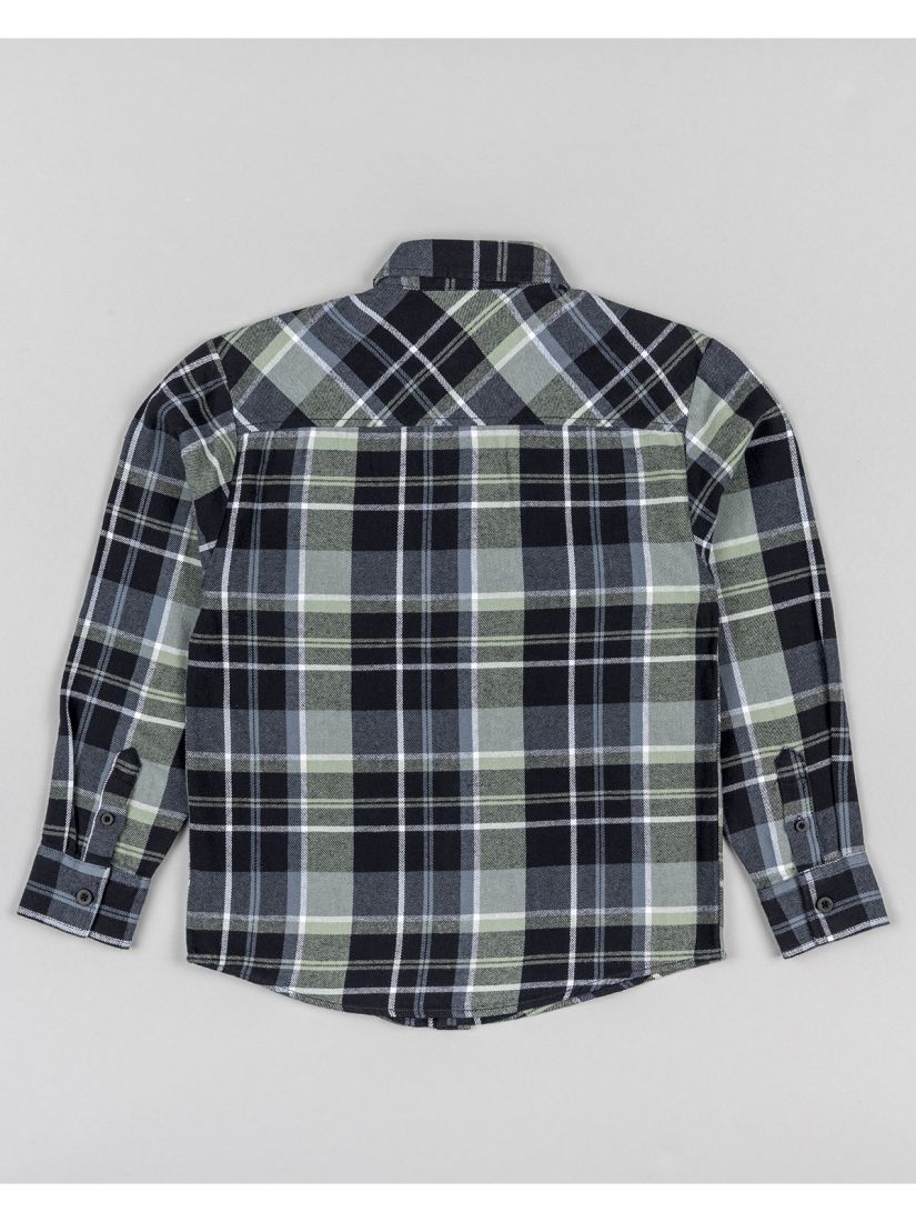 Πουκάμισο flannel καρώ oversized με τσέπη Losan Try χακί