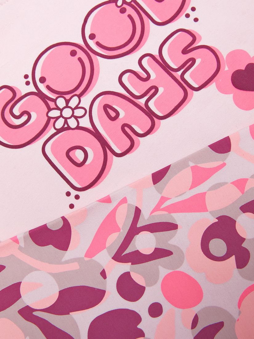 Σετ μπλούζα φούτερ με φλοράλ κολάν και print good days ελληνικής ραφής  ροζ
