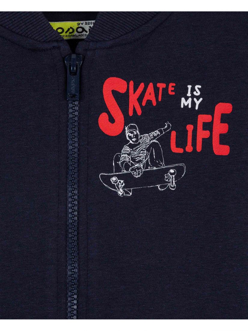 Ζακέτα βαμβακερή λεπτή με print 'Skate is my life' μπλε