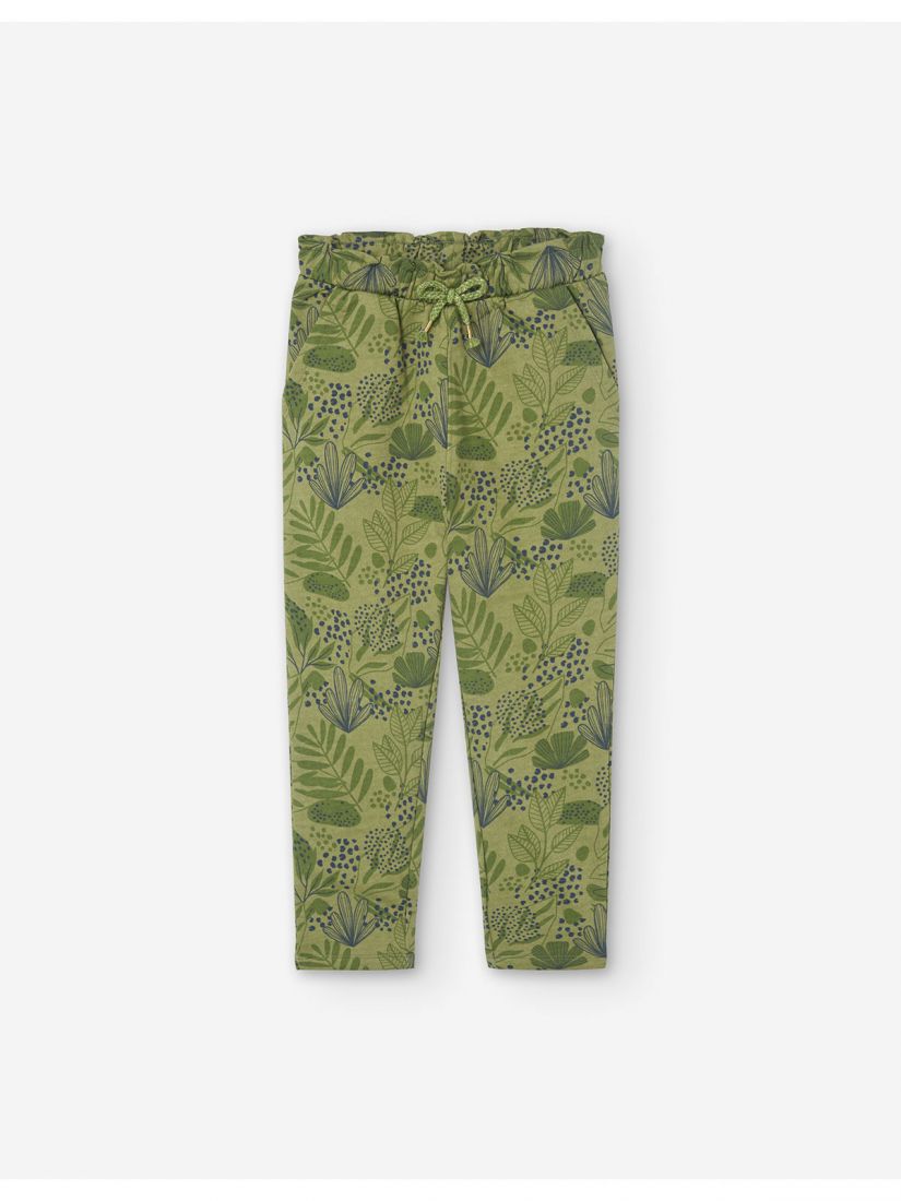 Παντελόνι με fleece επένδυση τύπου σαλβάρι και tropical print χακί