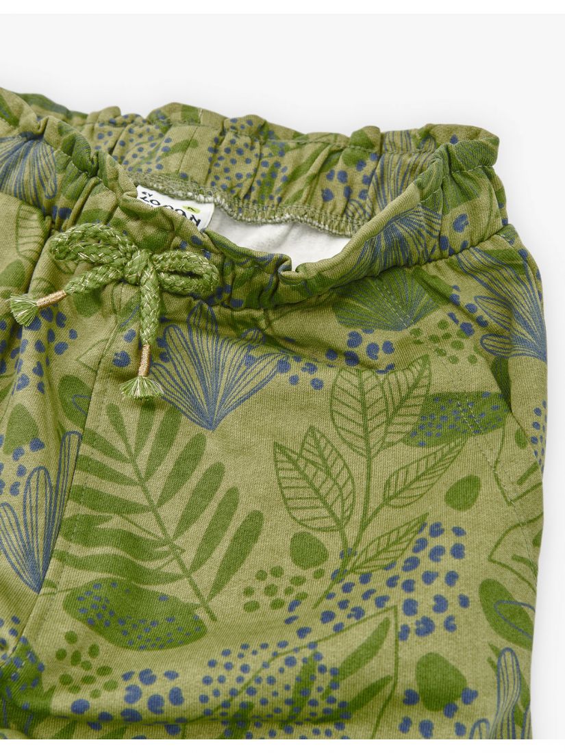 Παντελόνι με fleece επένδυση τύπου σαλβάρι και tropical print χακί