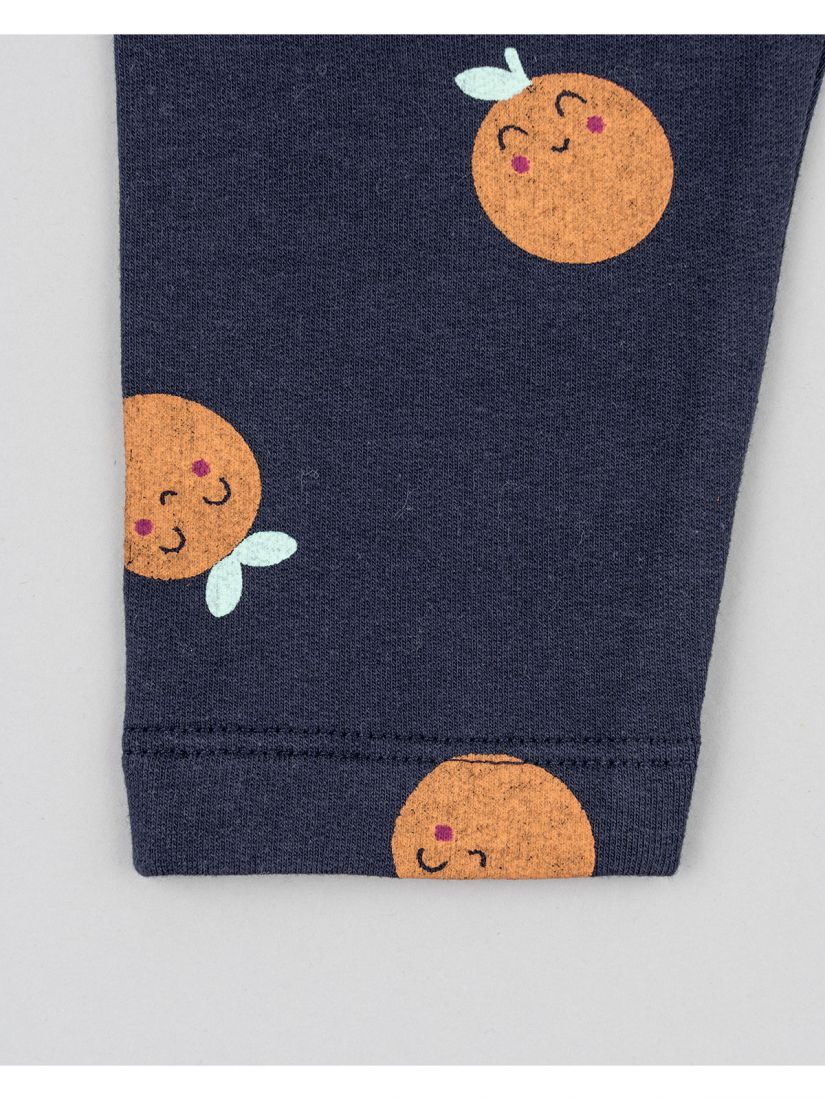 Σετ βρεφικό με print food market και κολάν με ζεστή επένδυση φούξια