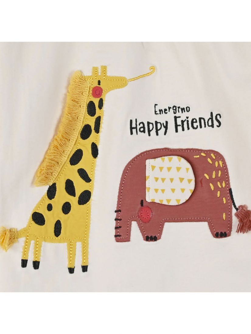 Σετ βρεφικό βαμβακερό μπλούζα με print happy friends και κολάν σάπιο μήλο