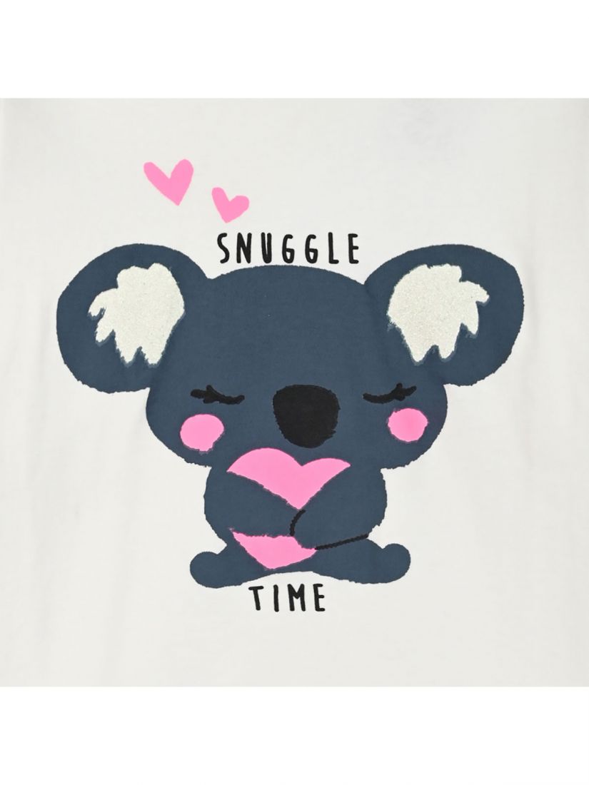 Σετ πυτζάμα βαμβακερή με print Snuggle time γκρι