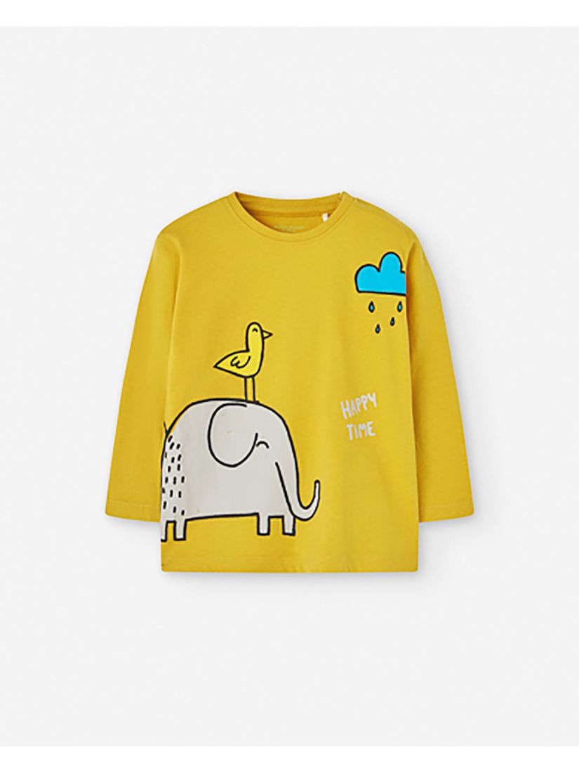 Μπλούζα βαμβακερή μακρυμάνικη με print elephant in the rain κίτρινο