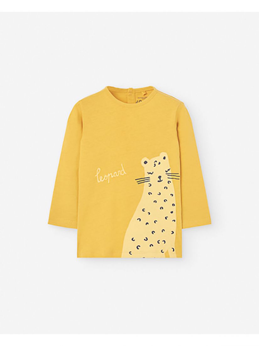 Μπλούζα βαμβακερή μακρυμάνικη με print ζωάκια κίτρινο