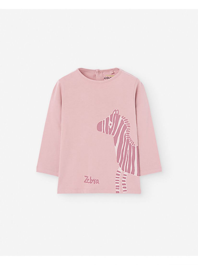 Μπλούζα βαμβακερή μακρυμάνικη με print ζωάκια ροζ