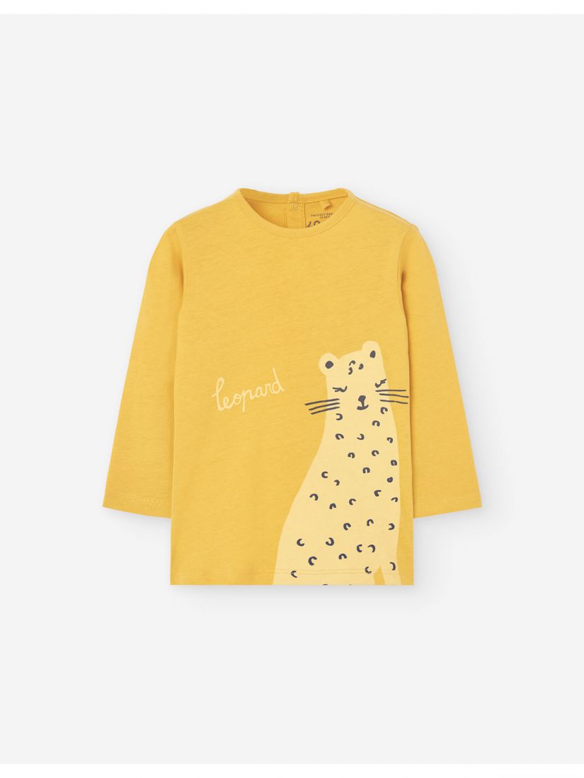 Μπλούζα βαμβακερή μακρυμάνικη με print ζωάκια κίτρινο