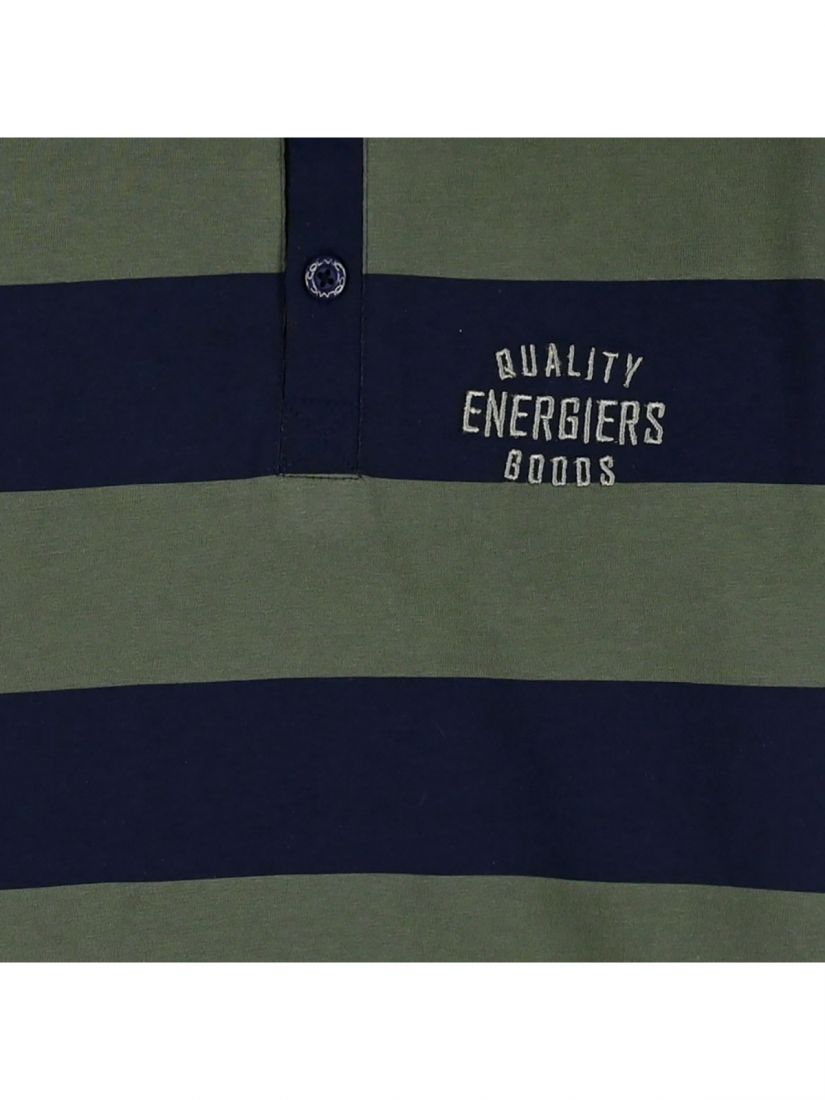 Μπλούζα τύπου polo ριγέ χακί