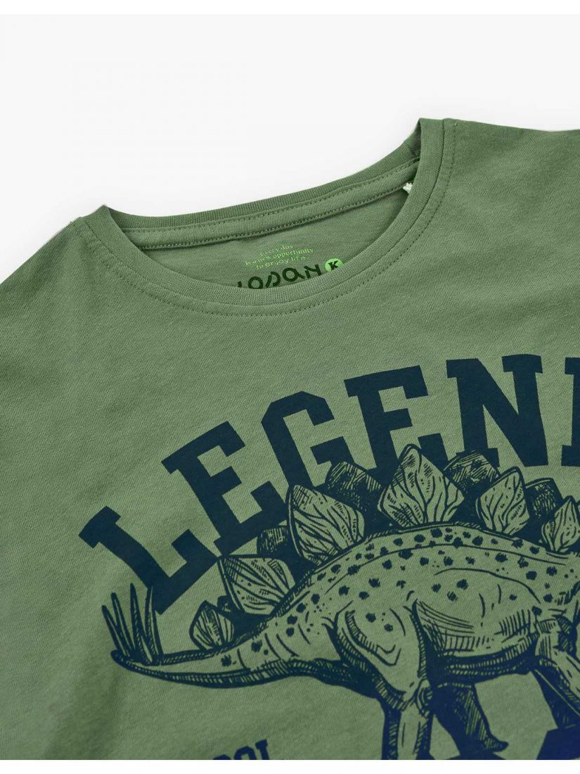 Μπλούζα μακρυμάνικη με print δεινόσαυροι πράσινο