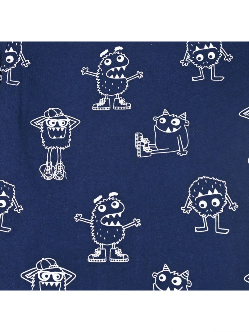 Μπλούζα μακρυμάνικη με print little monster μπλε