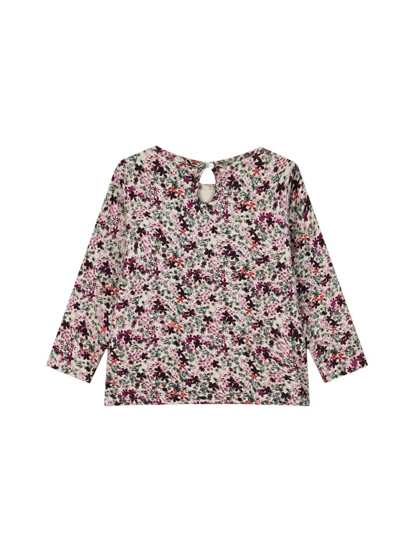Μπλούζα μακρυμάνικη φλοράλ με βολάν μπεζ