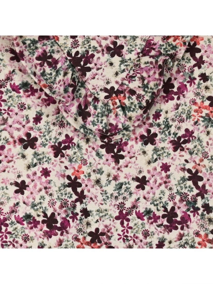 Μπλούζα μακρυμάνικη φλοράλ με βολάν μπεζ