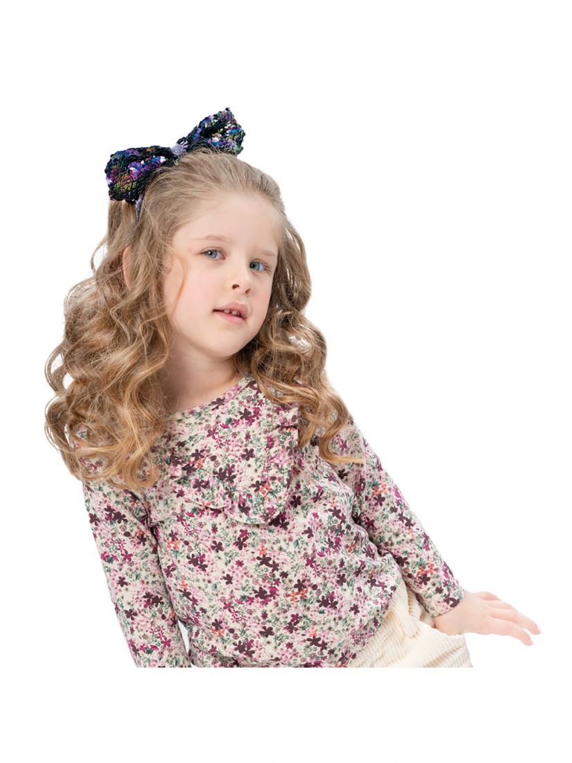 Μπλούζα μακρυμάνικη φλοράλ με βολάν μπεζ