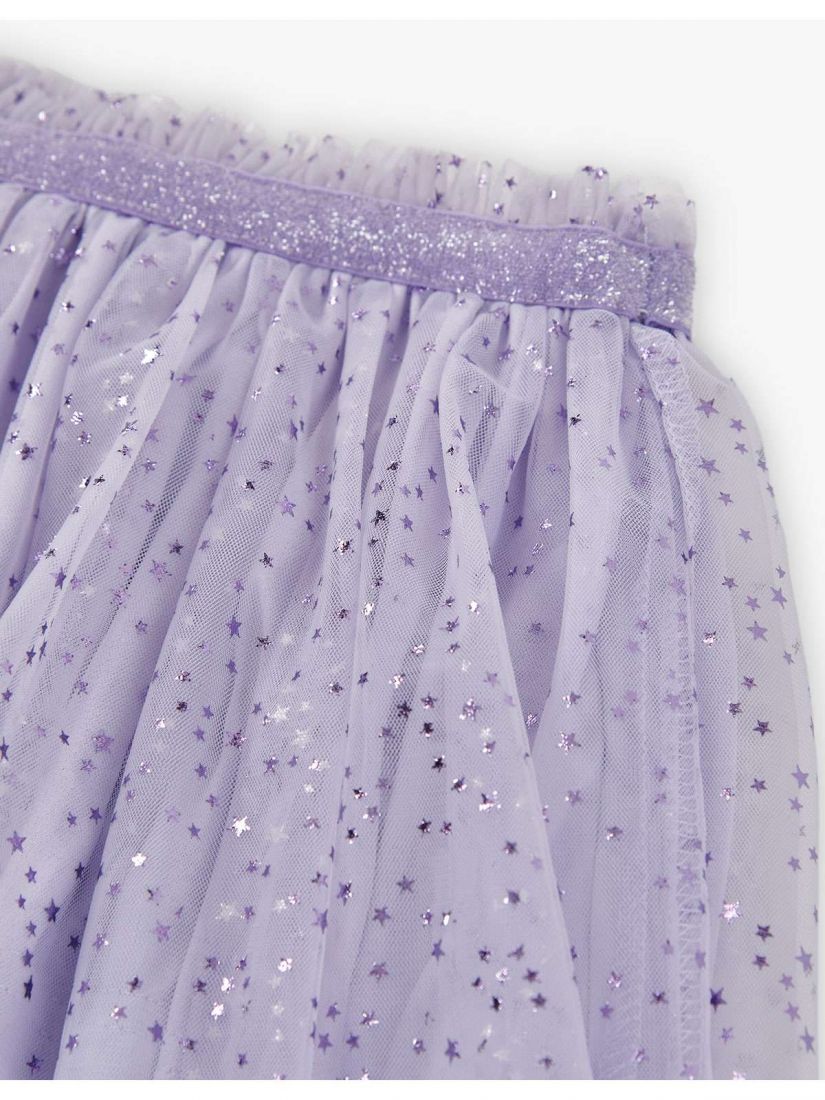 Φούστα βρεφική tutu με glitter στη μέση και αστεράκια  λιλά
