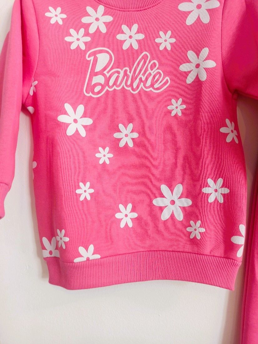 Σετ φόρμα με ζεστή επένδυση και print Barbie ελληνικής ραφής φούξια
