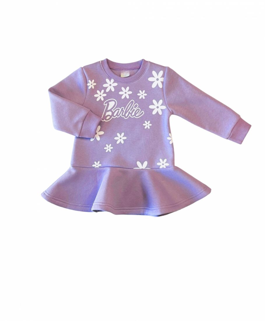 Φόρεμα με ζεστή επένδυση και print Barbie ελληνικής ραφής λιλά