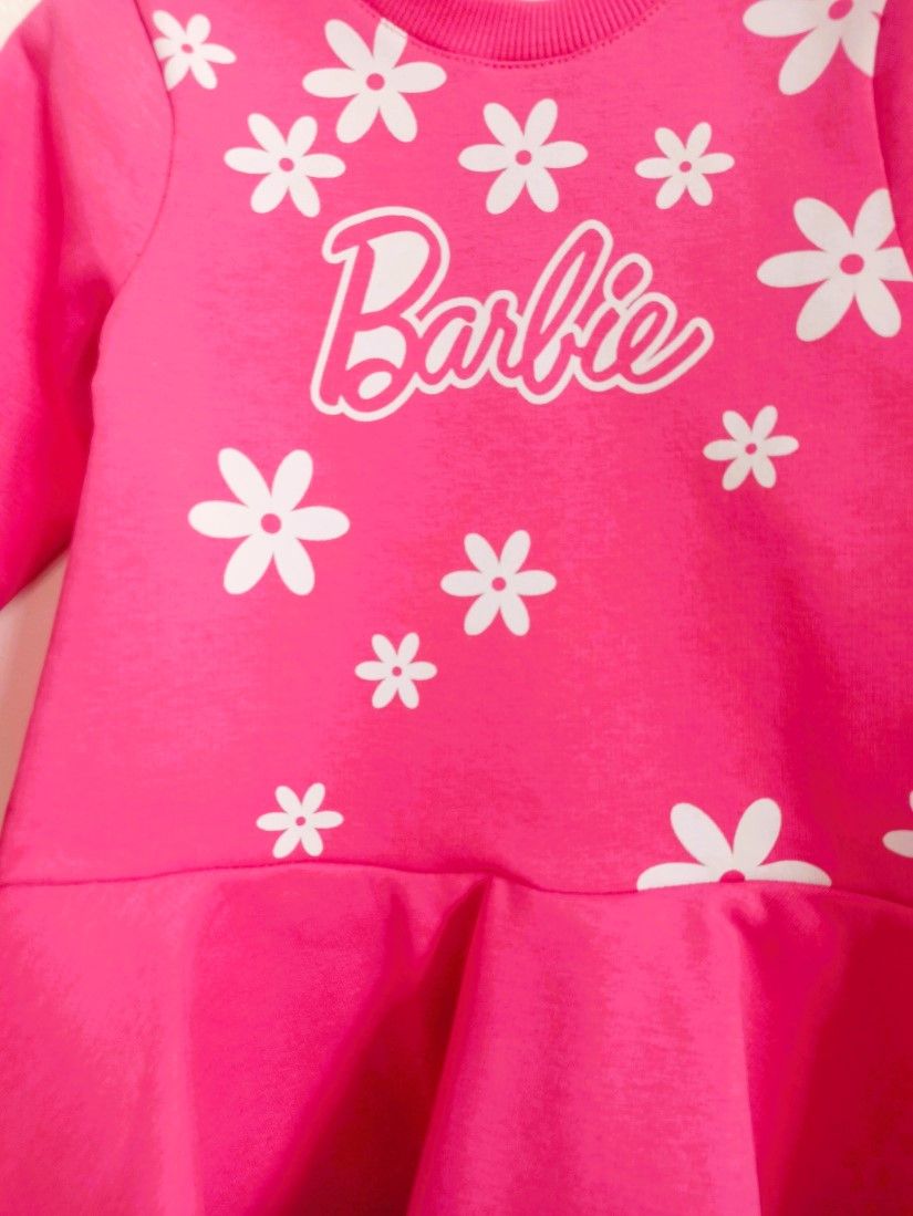 Φόρεμα με ζεστή επένδυση και print Barbie ελληνικής ραφής φούξια