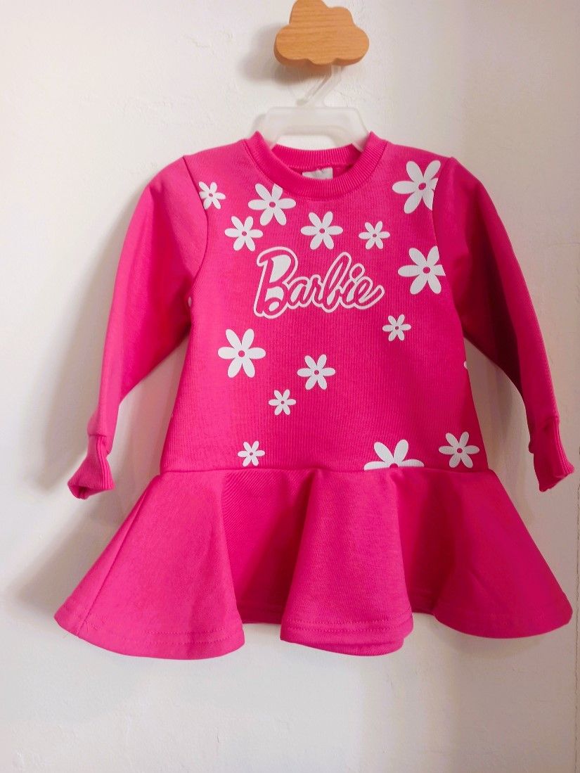 Φόρεμα με ζεστή επένδυση και print Barbie ελληνικής ραφής φούξια