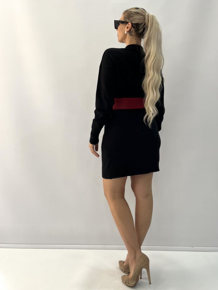 Φόρεμα πλεχτό μονόχρωμο σε ίσια γραμμή μαύρο