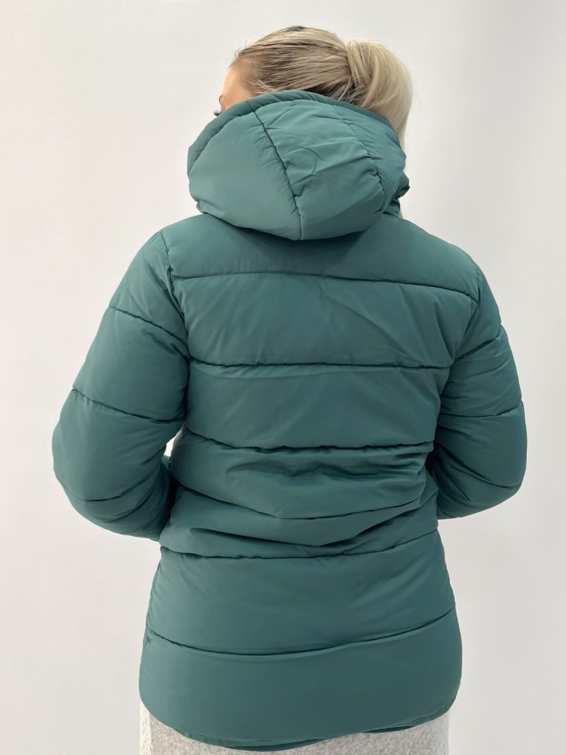 Μπουφάν καπιτονέ μονόχρωμο με κουκούλα και τσέπεςς πράσινο