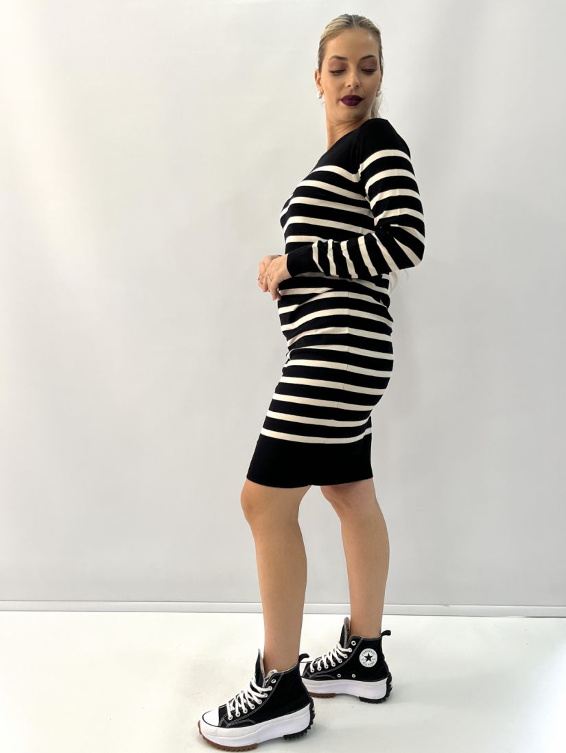 Φόρεμα πλεκτό ριγέ  μαύρο