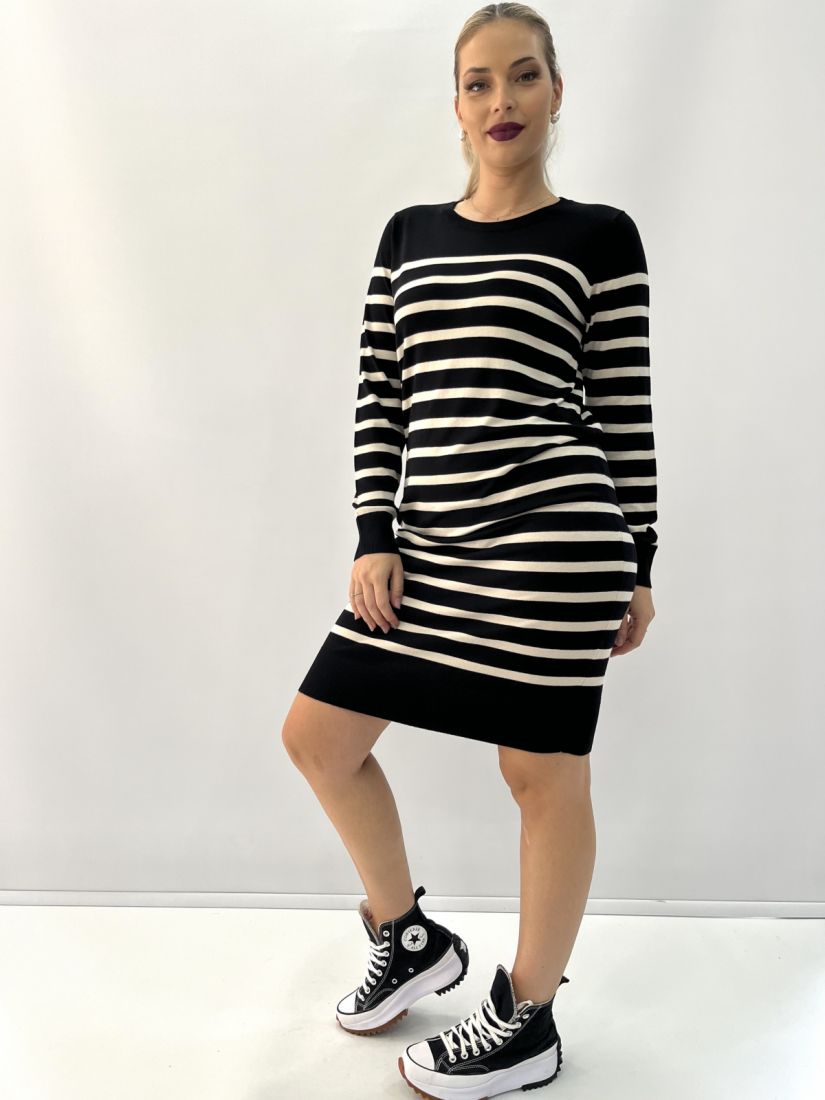 Φόρεμα πλεκτό ριγέ  μαύρο