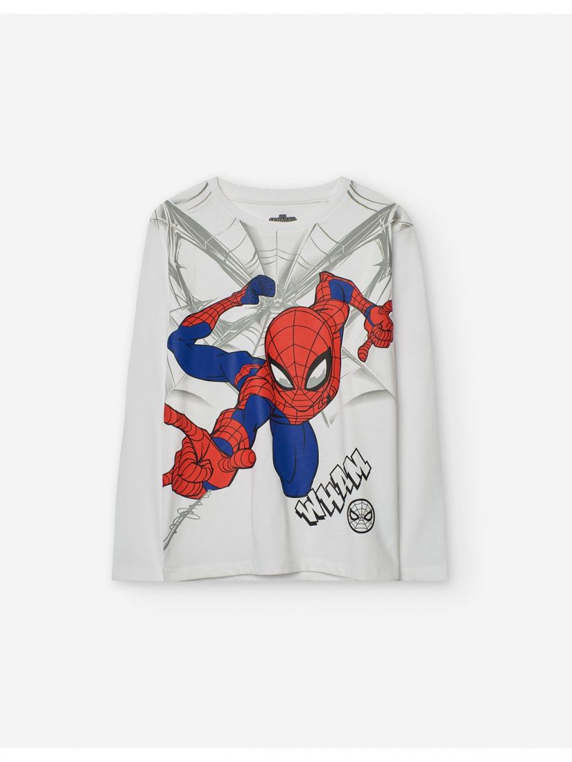 Μπλούζα Marvel μακρυμάνικη βαμβακερή με print Spiderman λευκό