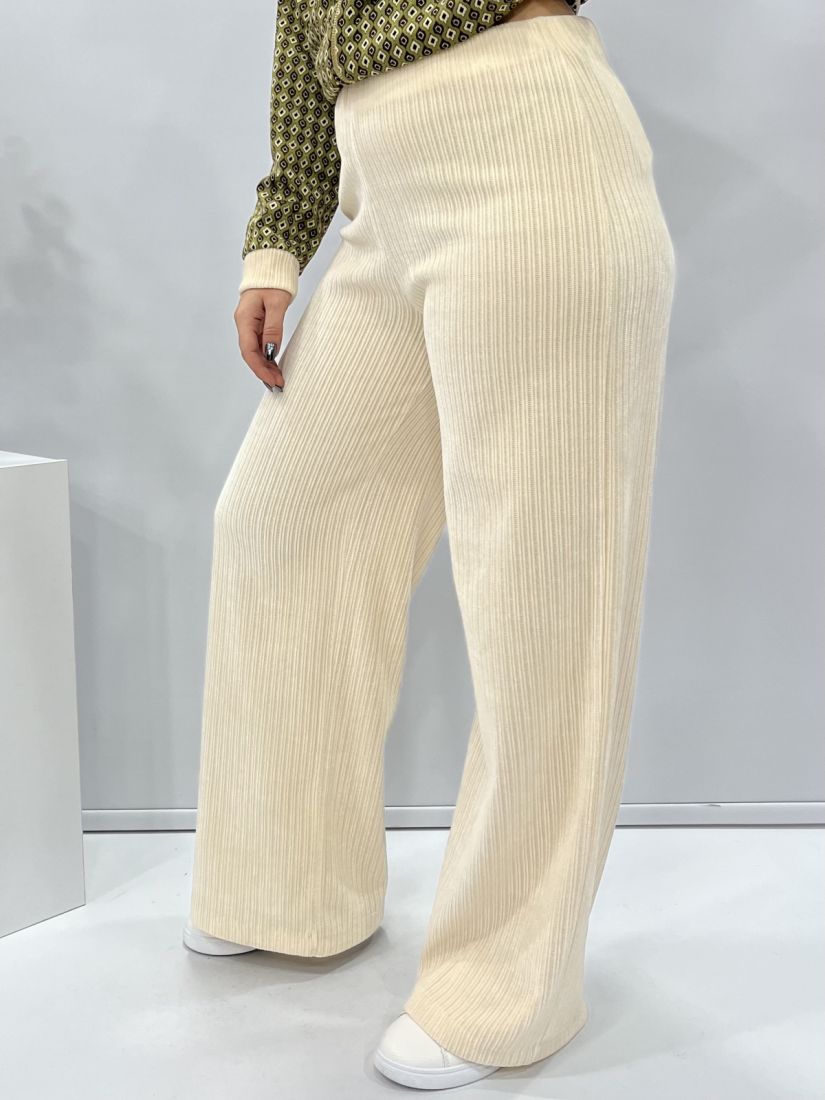 Παντελόνα πλεκτή σενίλ εκρού