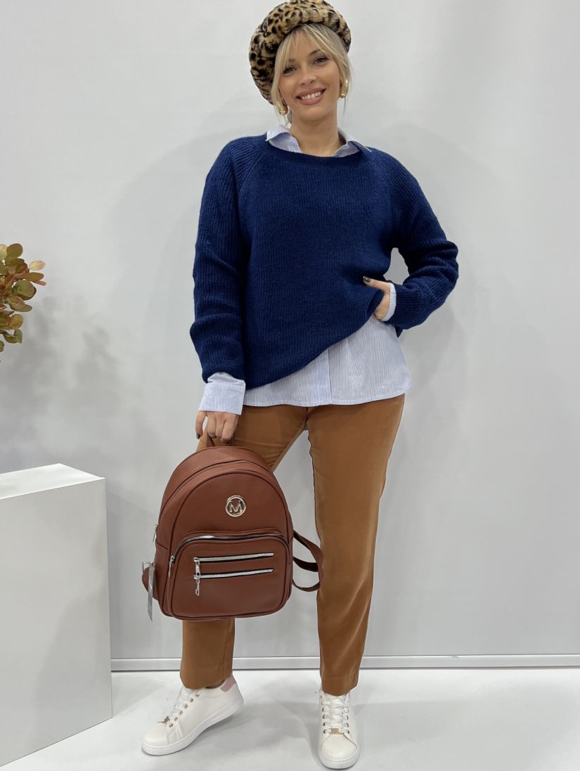 Πουλόβερ μονόχρωμο μπλε