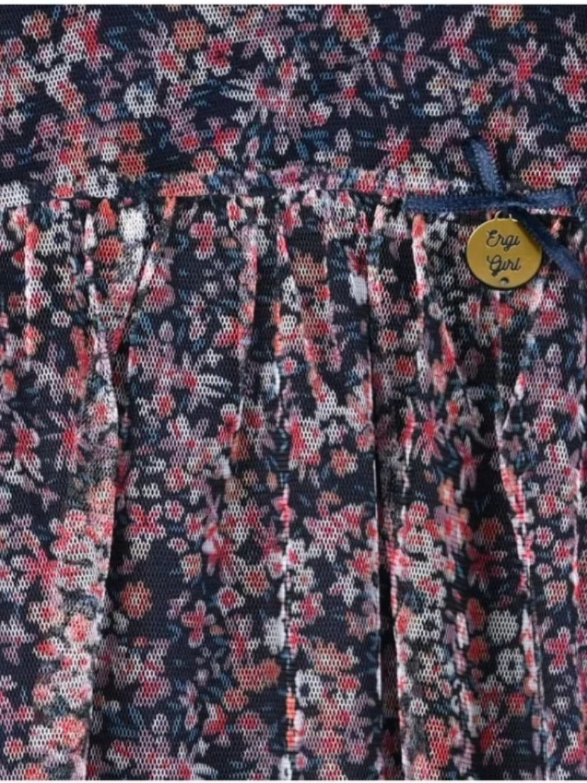 Φλοράλ πουκαμίσα με βολάν και μεταλική λεπτομέρεια ροζ