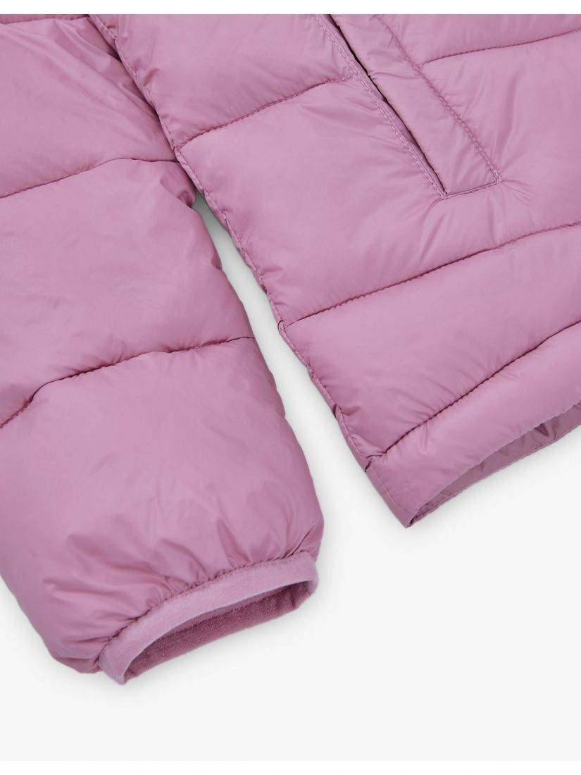 Μπουφάν με κουκούλα puffer μονόχρωμο unisex λιλά