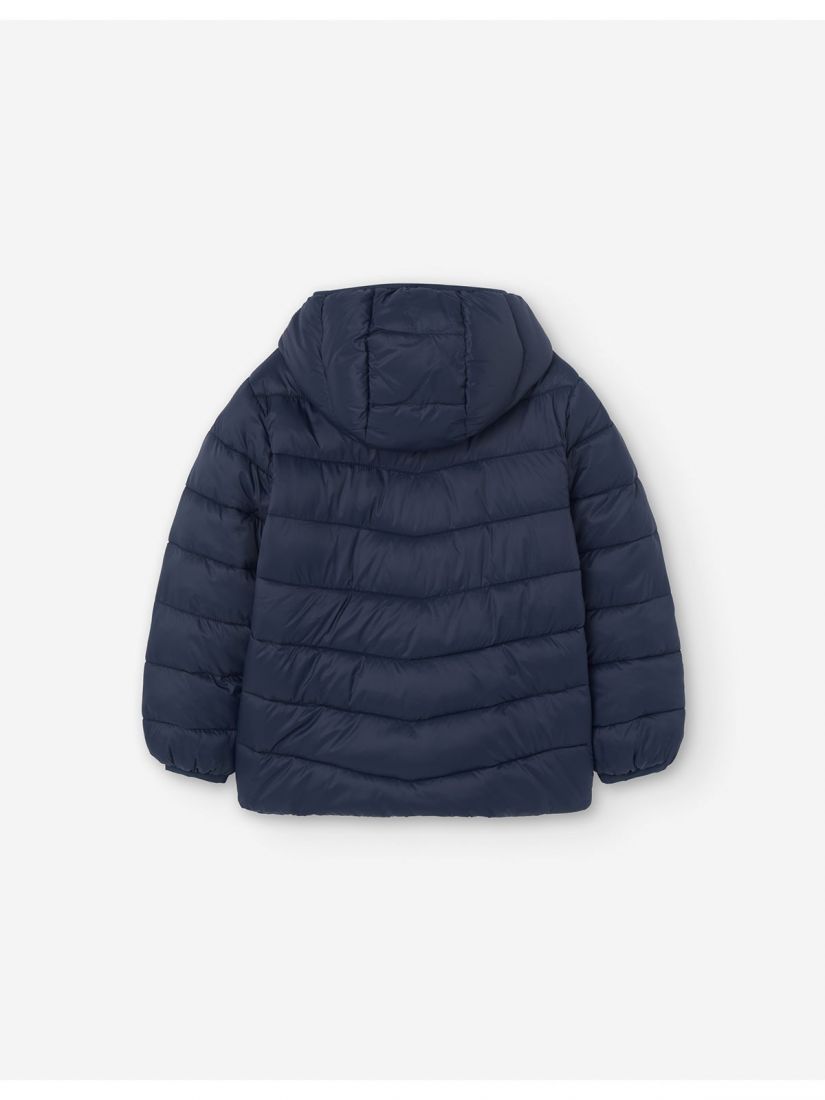 Μπουφάν με κουκούλα puffer μονόχρωμο unisex μπλε